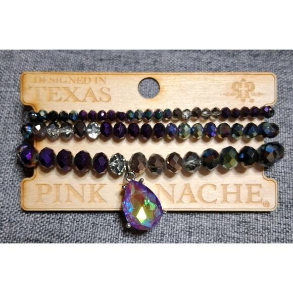 3 Pink Panache Aura Crystal Beads Faceted Carnival Glass Pharehaven Phancy NWT - Picture 1 of 4